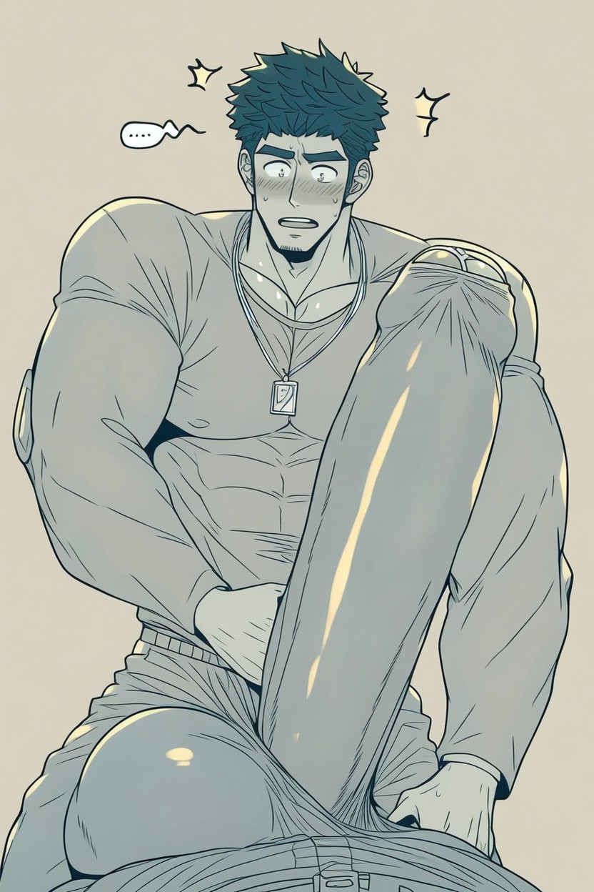 Gigantic Erect Hyper Bulges, Beitemian Art Style, Scary AI Gay Porn