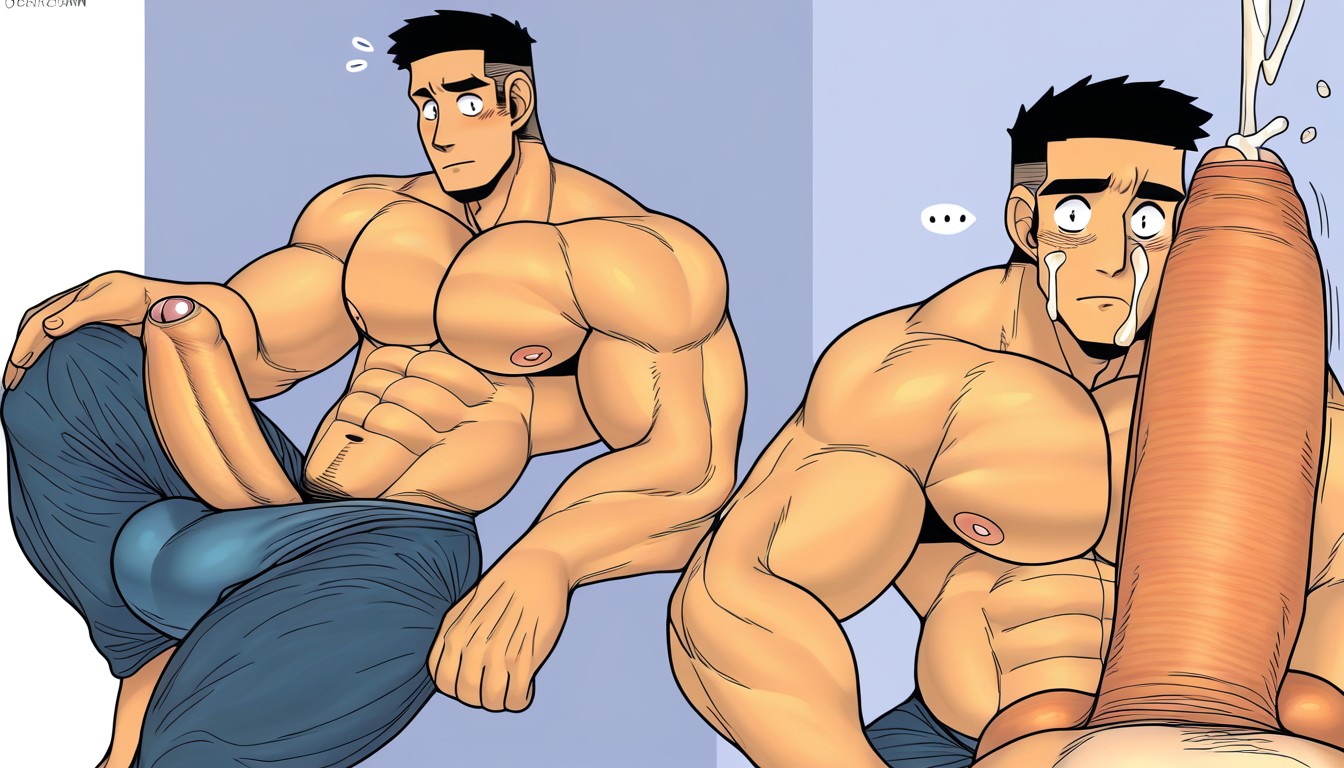Upright Mega Bulge, Exhibitionism, Huge Plump Balls AI Gay Porn
