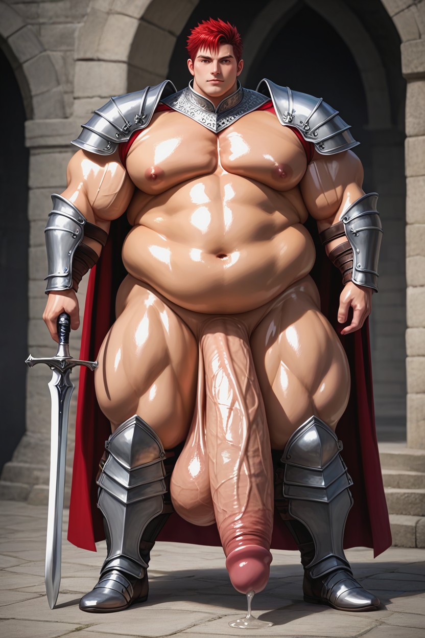 Gigantic Oversized Heavy Sagging Balls, Long Cock, Soft Facial Features AI Gay Porn