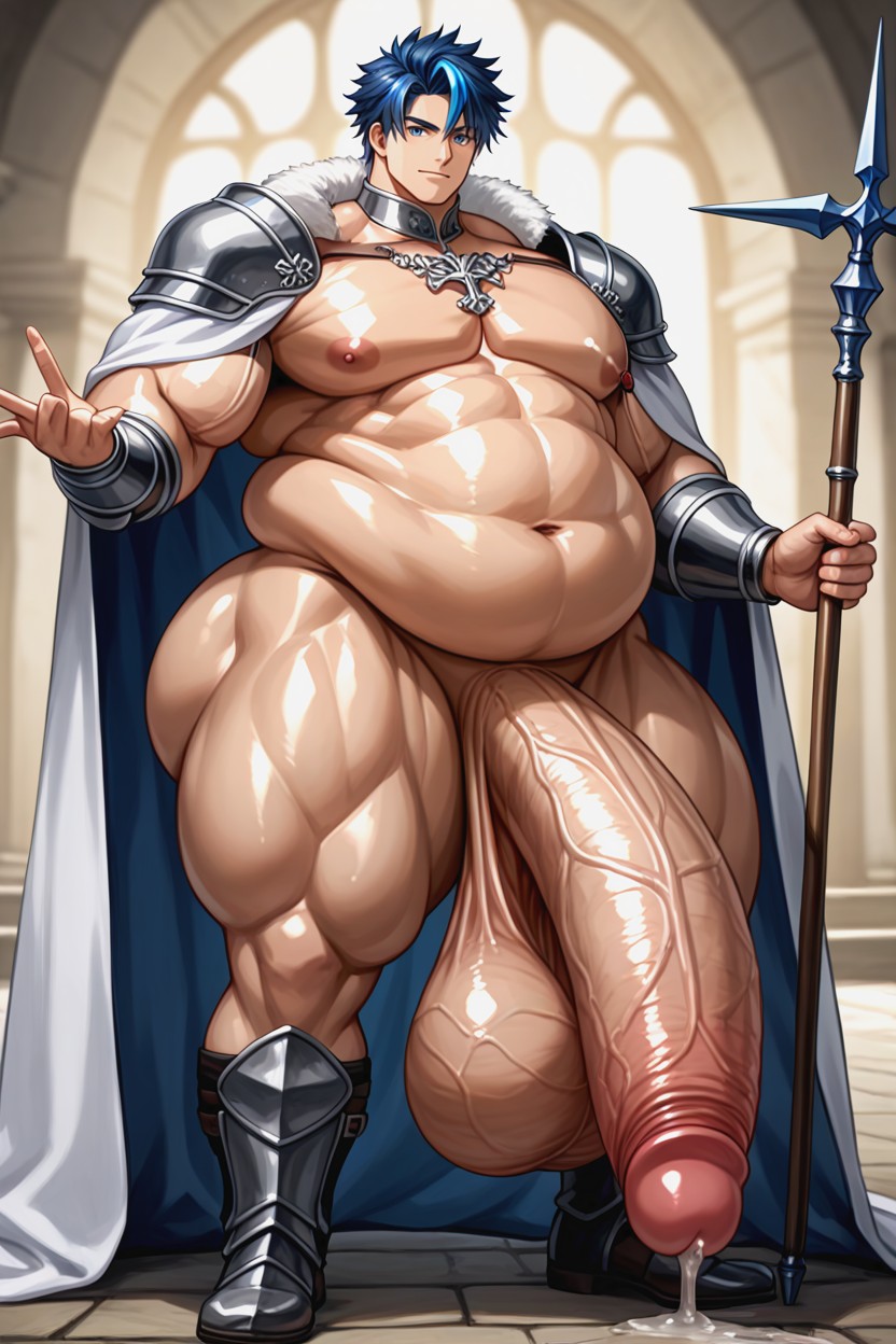 Grinning, Model, Bulky Fat Body AI Gay Porn
