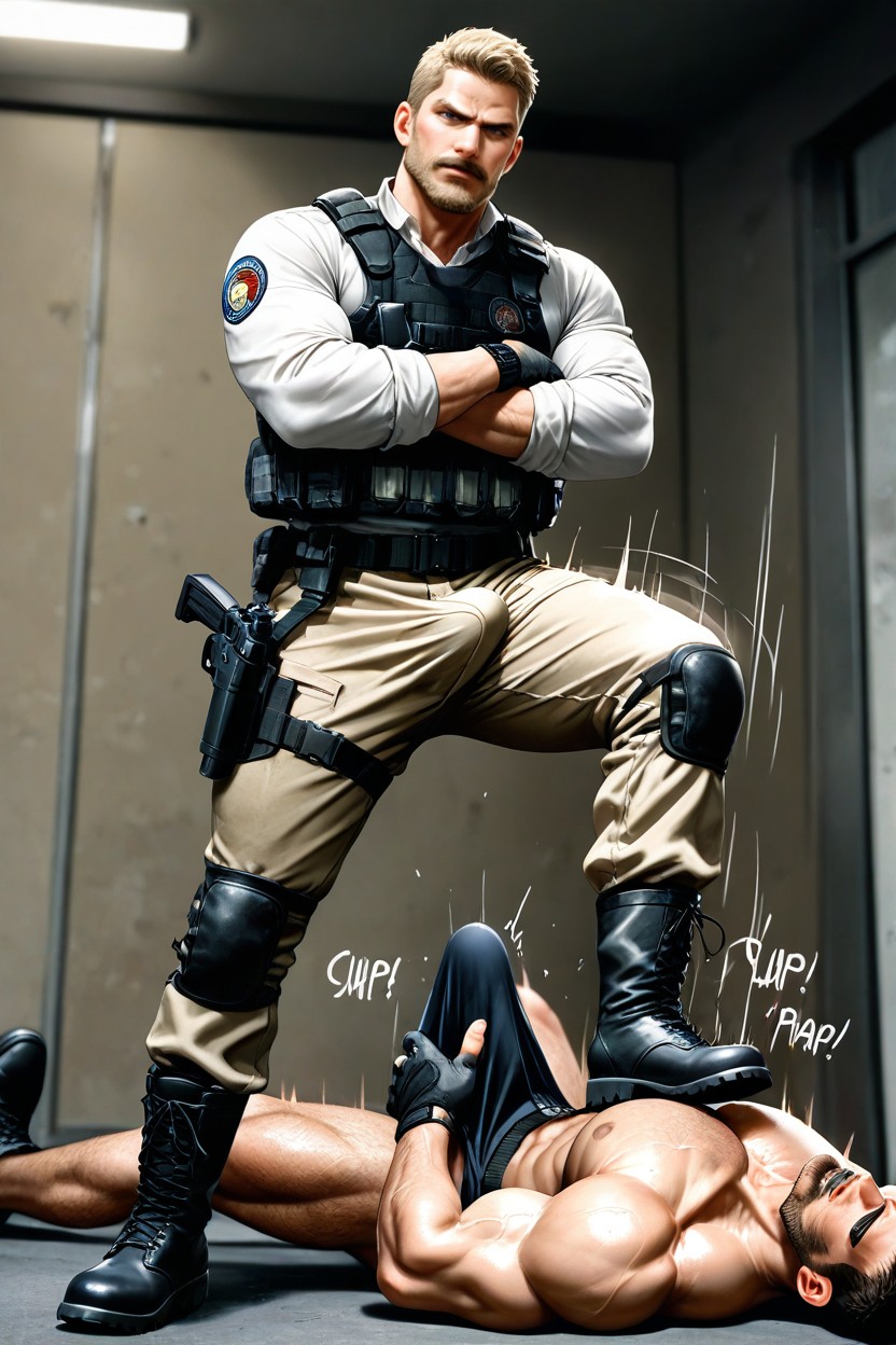 Cbt To Man In Army Pants With Boots, Boot Job, Standing AI Gay Porn