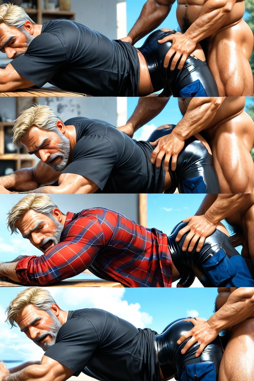 Glistening Sweat, Bottom Man, Anal From Behind AI Gay Porn