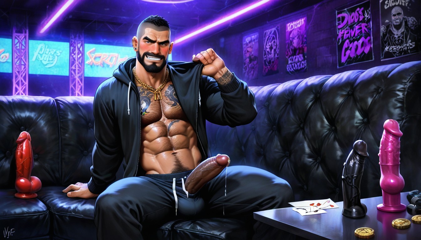 Fuck Graffiti, Mood Lighting, Exposing Erect Black Penis AI Gay Porn