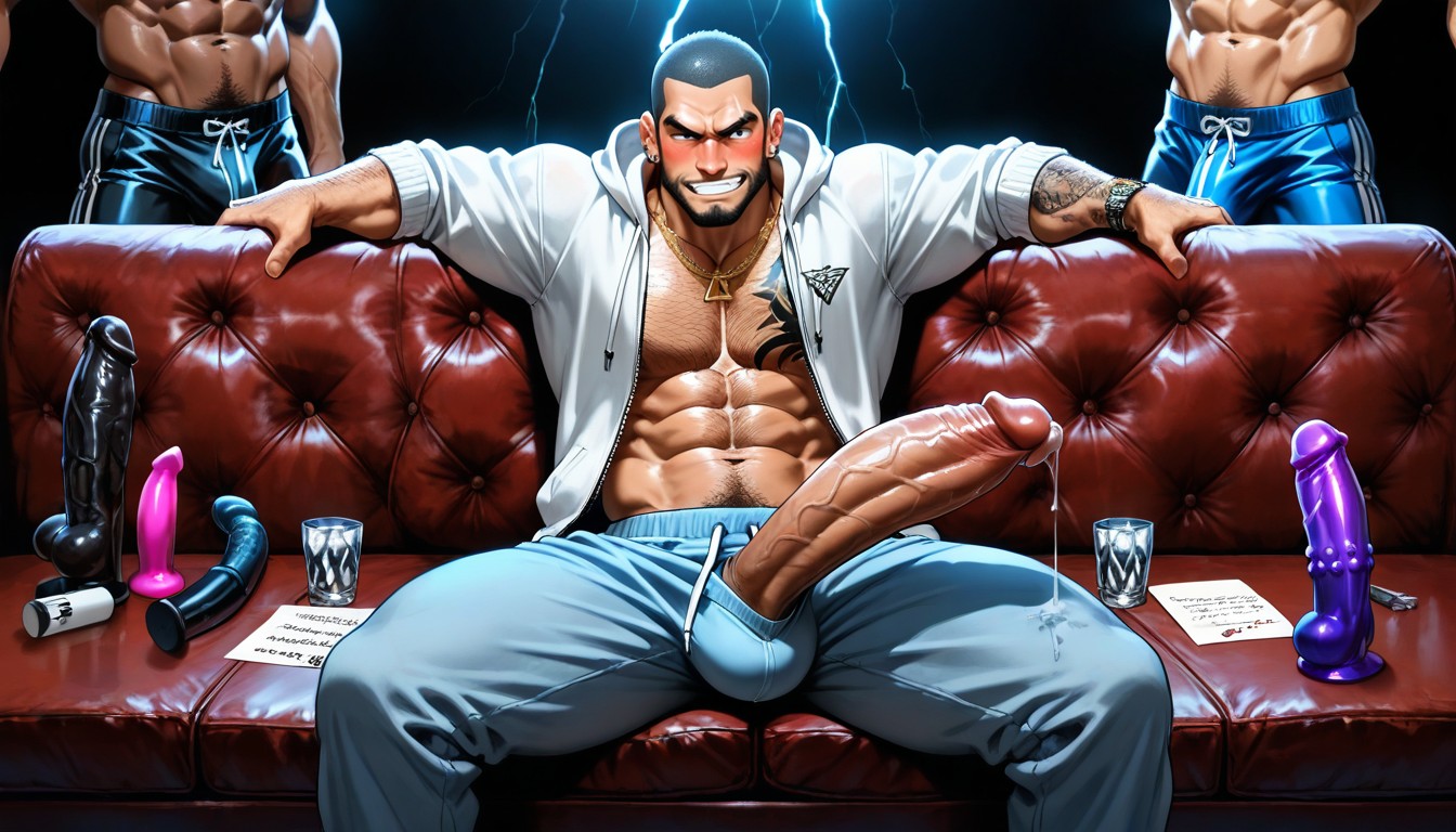 Gold Chains, Sideburns, Precum Dripping AI Gay Porn