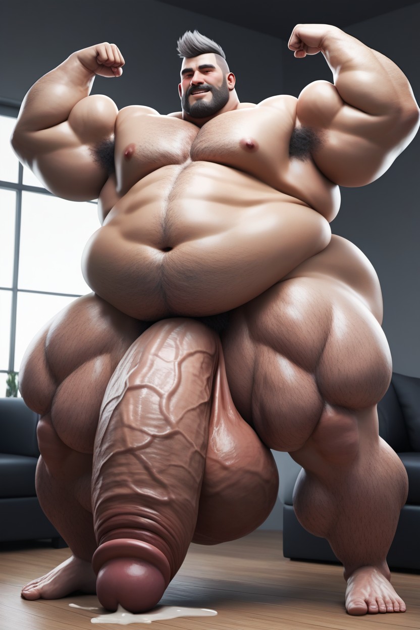 Hyper Cock Bigger Than Body Massive Huge Penis, Blushing, Muscular AI Gay Porn