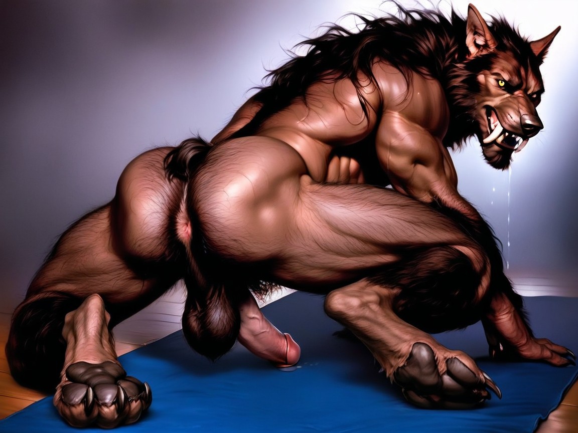 Wearing Ripped Blue Gym, Intense Wild Expression, Atmospheric Lighting Porno IA Gay