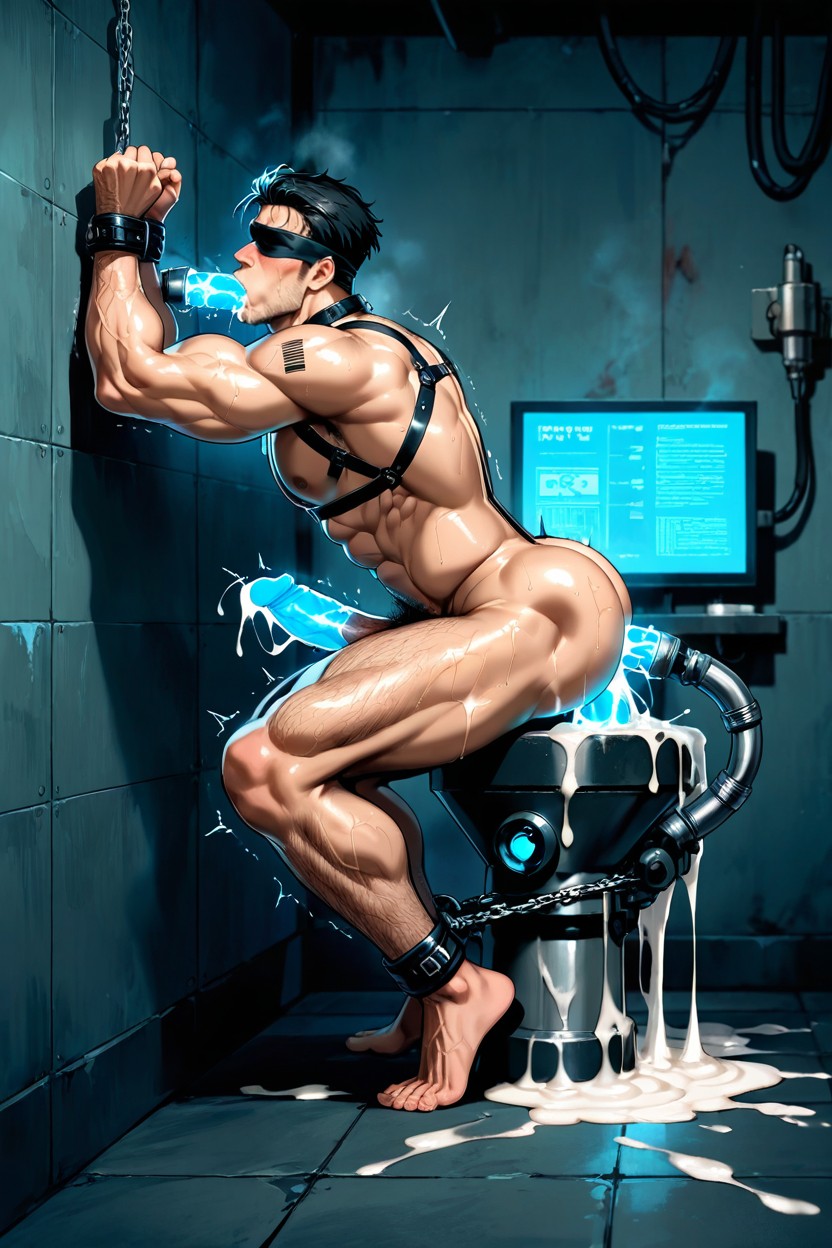 Fucked By Rigged Dildo Machine, Tied Legs, Fucking Robot Hole Porno IA Gay