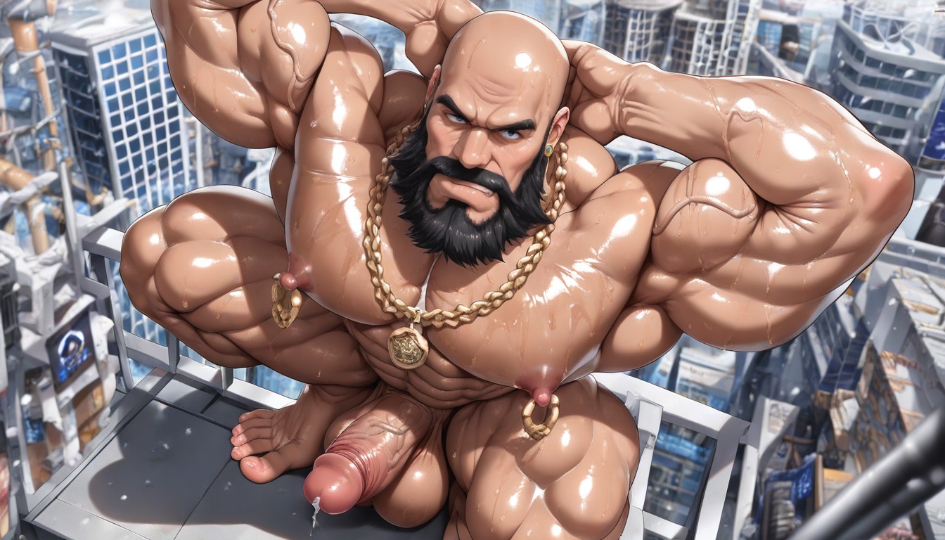Bodybuilder, Long Black Beard, Big Gold Earrings Porno IA Gay