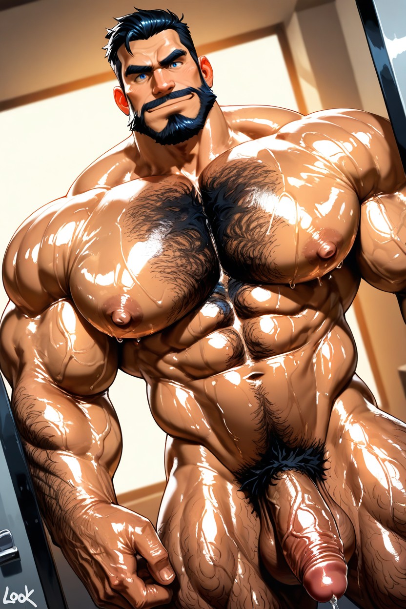 Wide Shoulders, Three-quarter View, Black Hair 게이 AI 포르노