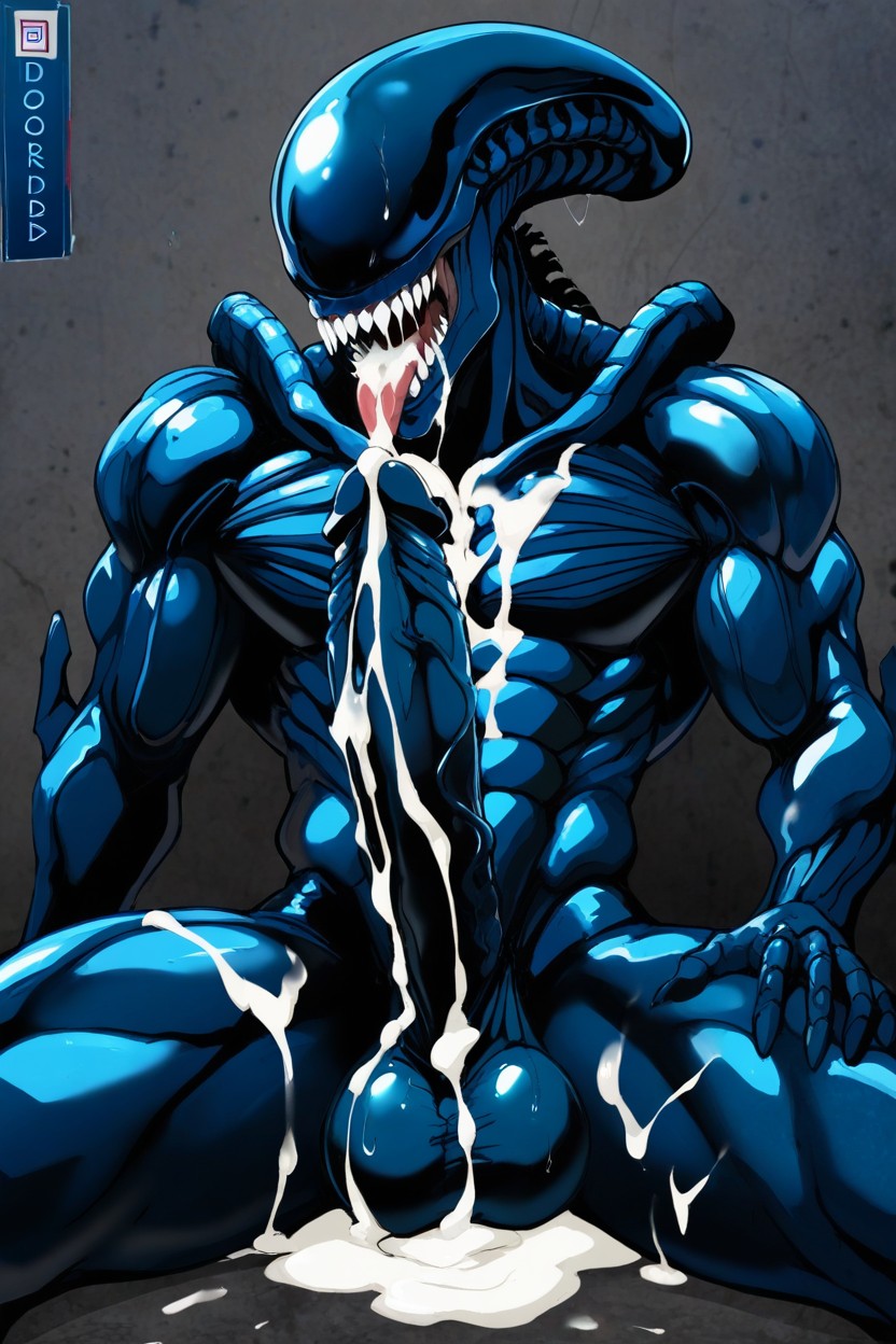 Thick Bold Lineart, Sperm In Mouth, Dripping Cum Porno IA Gay