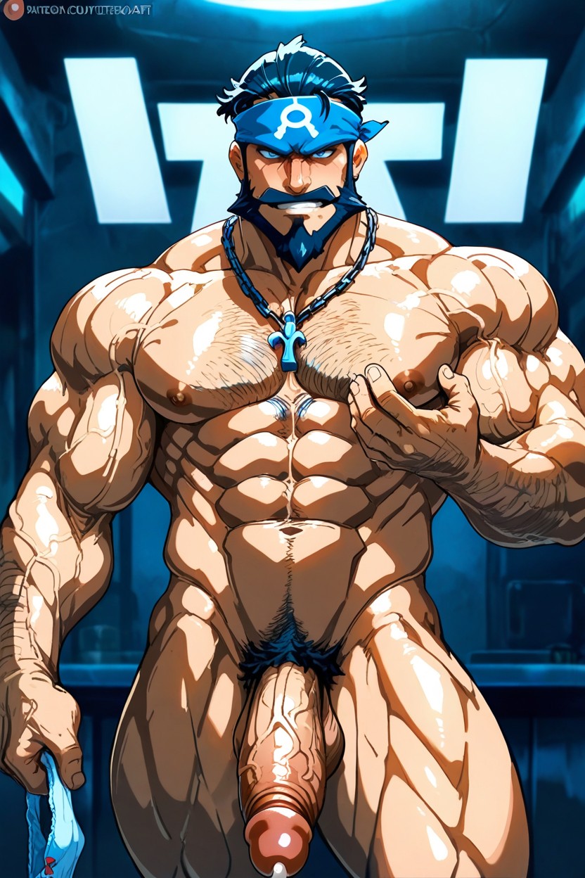 Holding Penis Using Right Hand, Large Muscles, Well Defined Arms Porno IA Gay