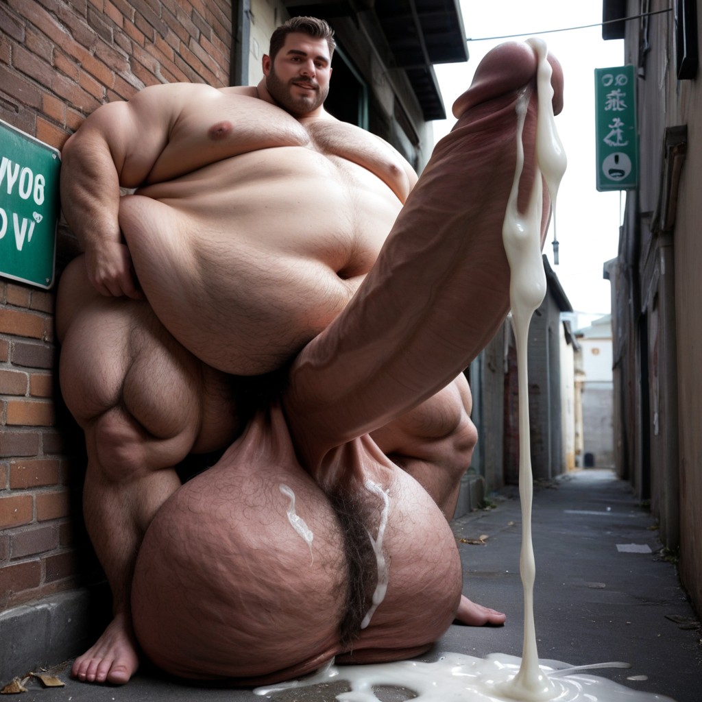 Obese Belly, 側面図, Cock As Big As Body ゲイAIポルノ