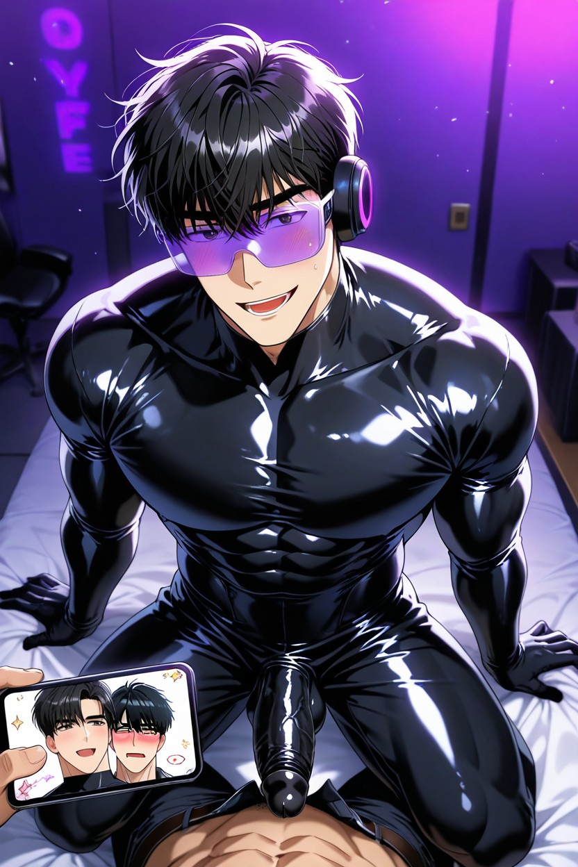 Hands Grabbing Penises, Jumpsuit, Layered Hair Pornografia gay com IA