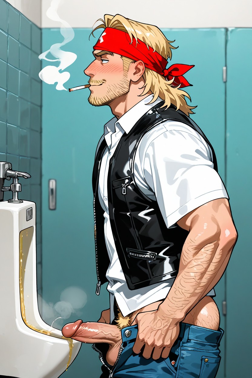 Smirking, Piss Coming Out Of Penis, Grabbing His Cock Porno IA Gay