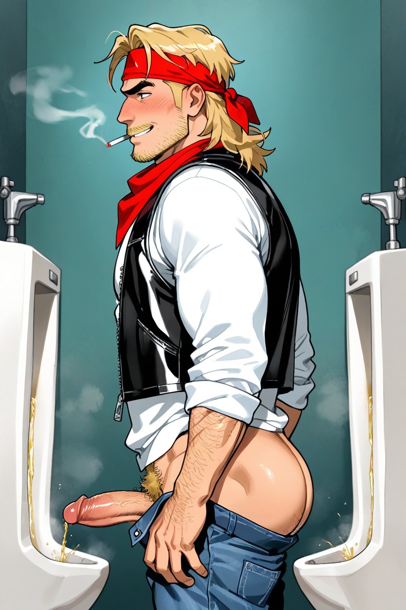 Lots Of Piss, Pissing Into Bathroom Urinal, 18+ 게이 AI 포르노