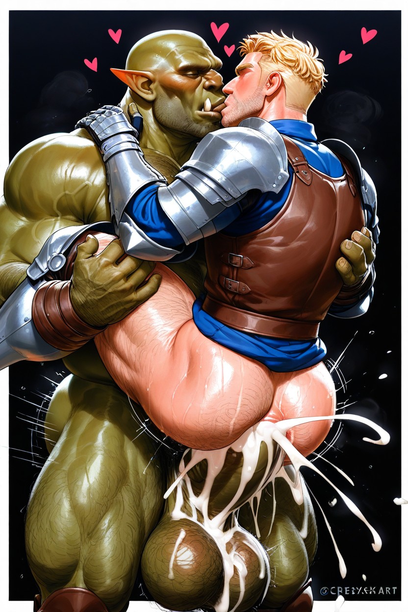 Human Knight, Leather Armour, Hearts Porno IA Gay