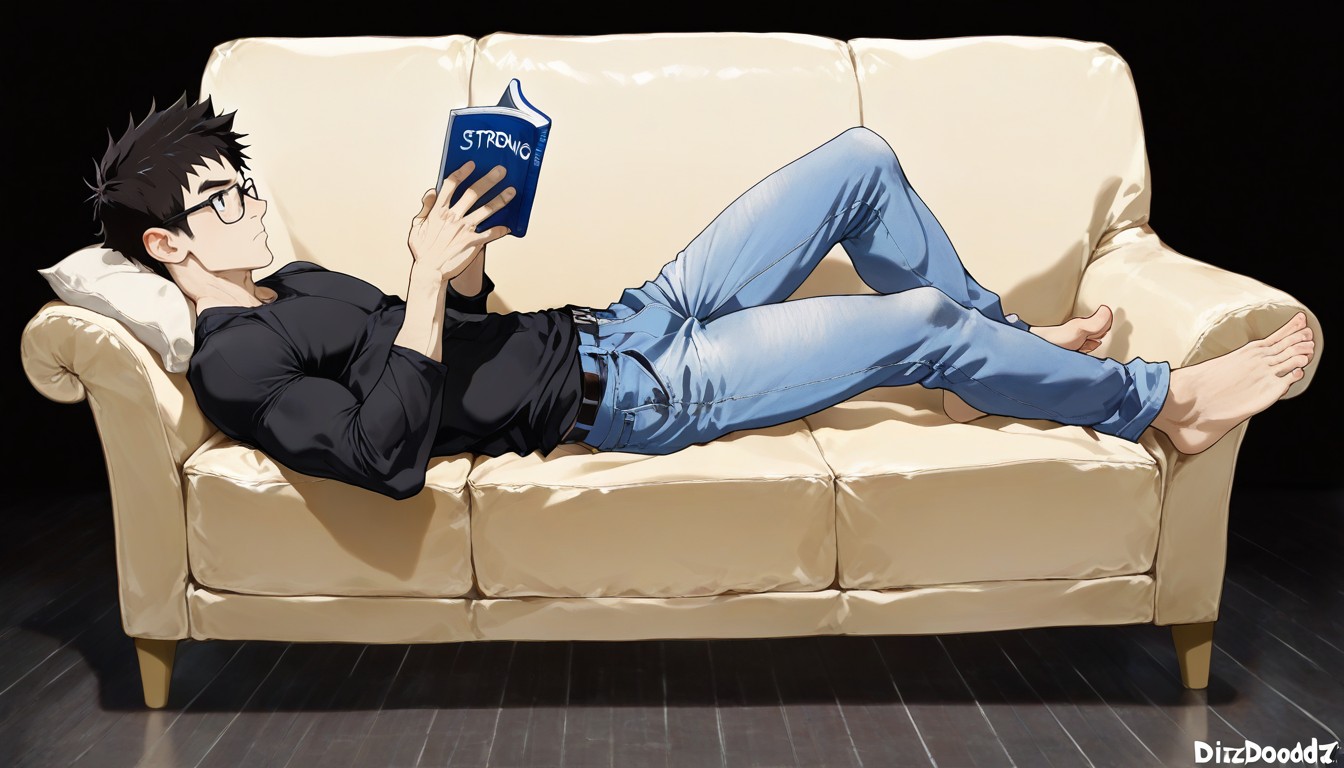 Reading Book, Man Lying On Sofa, Profile AI同性戀黃片