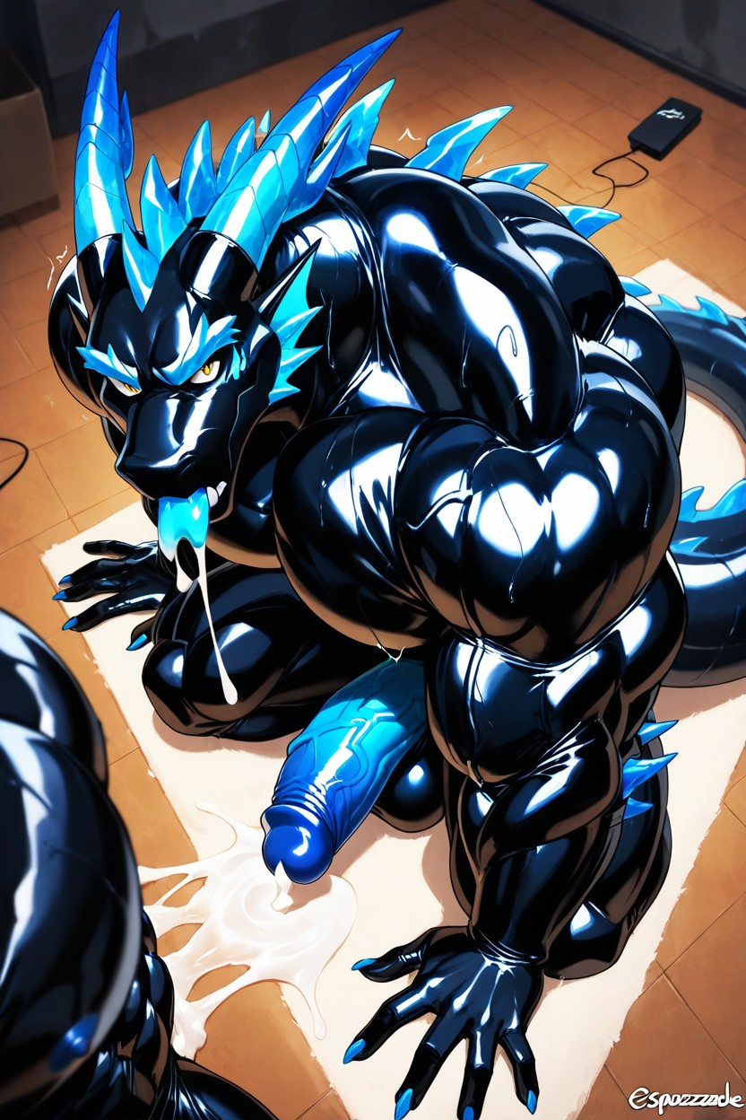 Iridescent Scales Handsome Features, Big Balls, Multicolored Scales Porno IA Gay