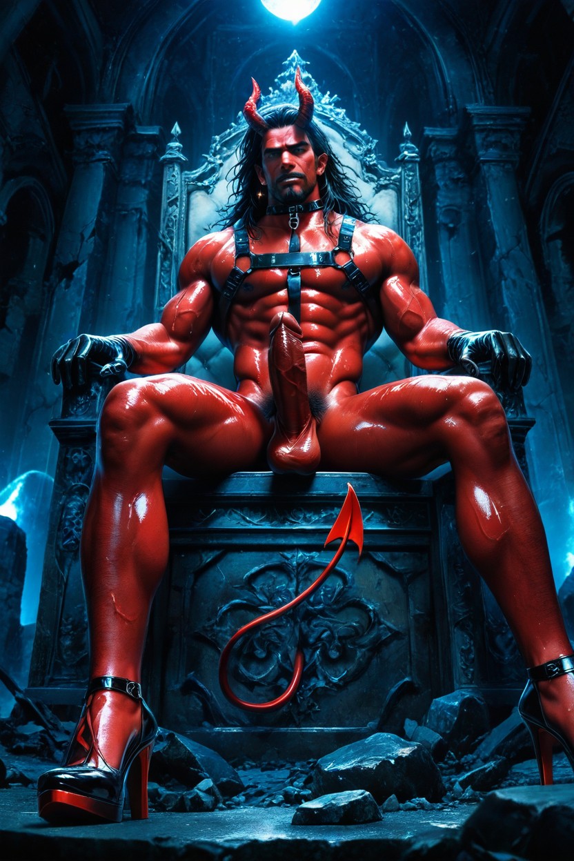 Red Skin, Demon Tail, Harness Porno IA Gay