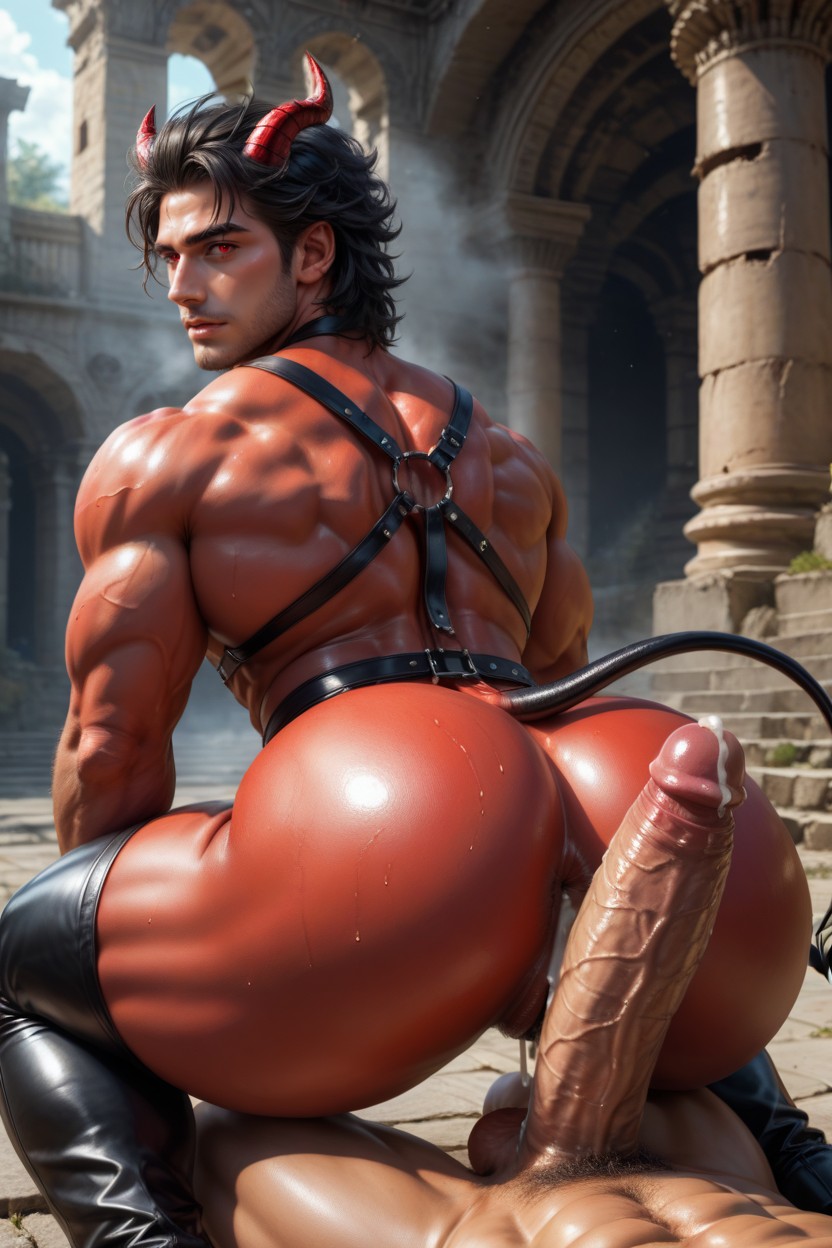 Latex Thigh High Boots, Latex Gloves, + Porno IA Gay