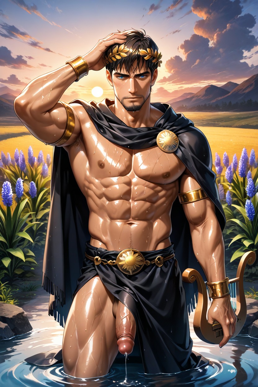Sweating, Man, Huge Erected Cock 게이 AI 포르노
