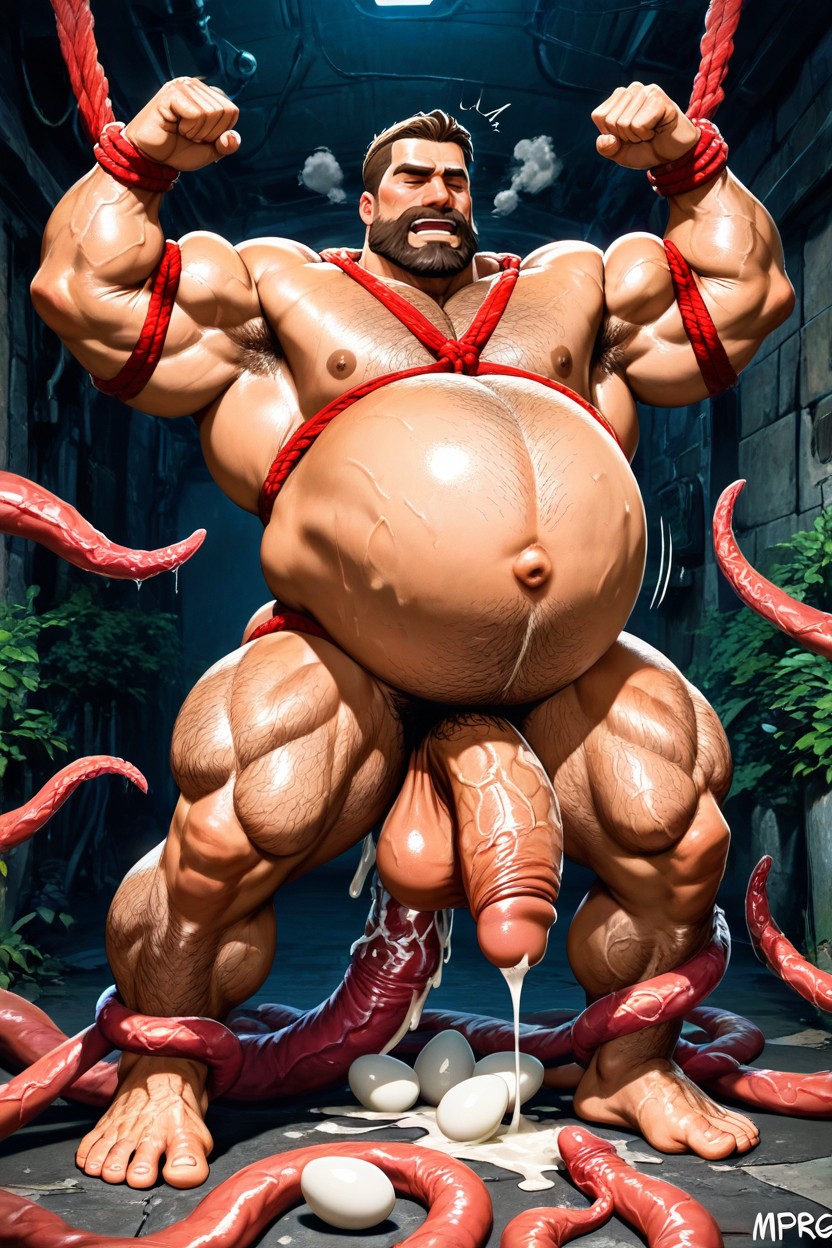 Pregnant Belly, Massive Bodybuilder, Gut Bulge ゲイAIポルノ