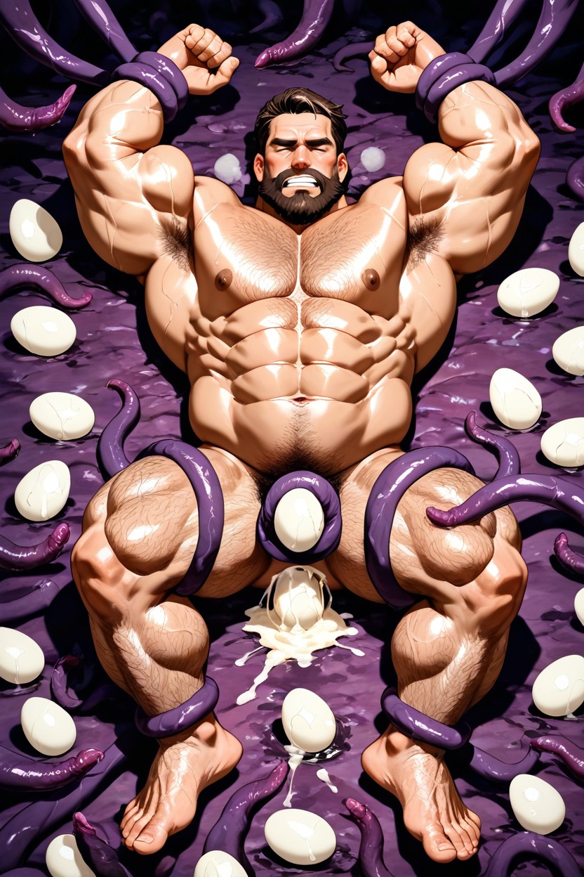Closing Eyes, Big Muscular Arms, Oviposition Porno IA Gay