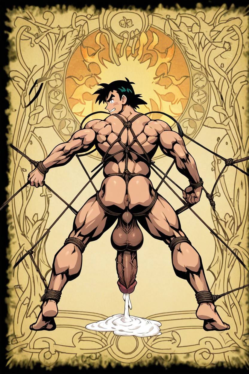 Ash Ketchum Muscular Body, Body Hair, Standing Pornografia gay com IA