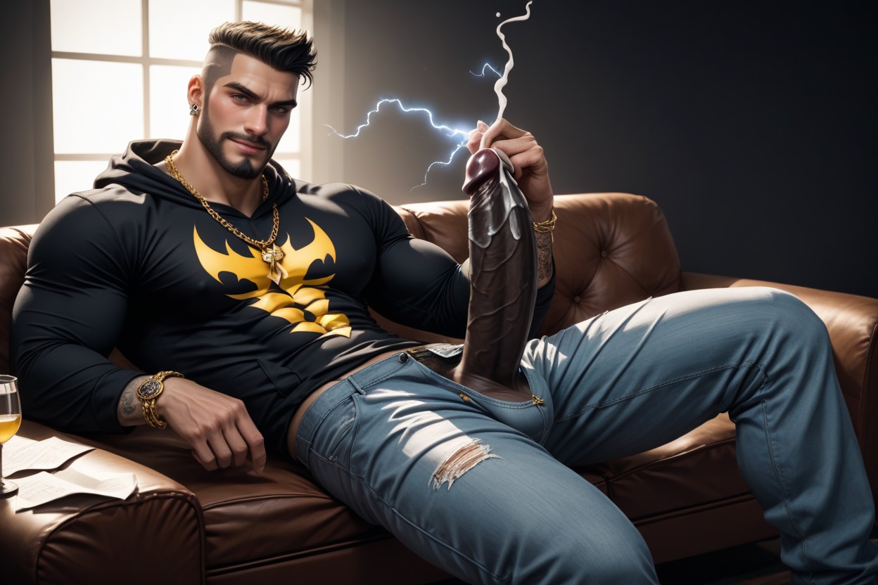 Pulling Up Hoodie, Tattoos On Neck, Oversized Hoodie Pornografia gay com IA