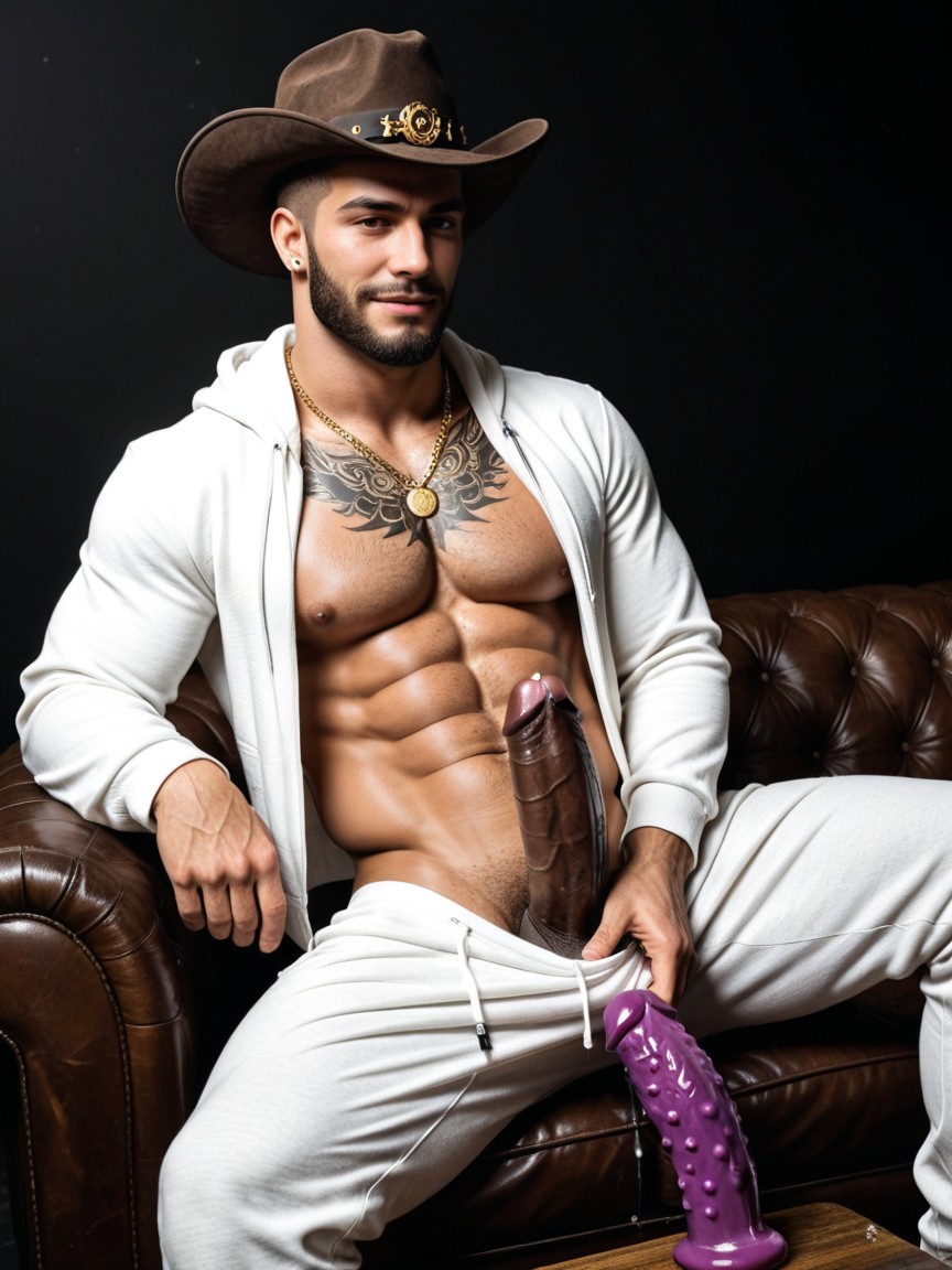 Tattoos On Neck, Hair, Abs Visible ゲイAIポルノ