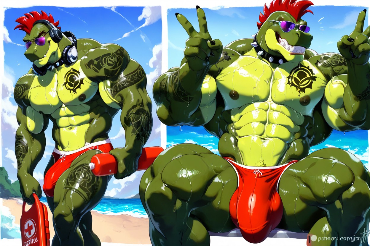 Hyper Huge Muscles, Giagantic Height Size Diff, Gay Masculine AI同性戀黃片