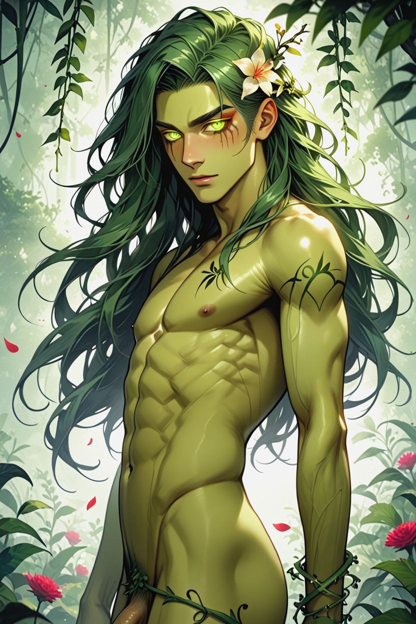 Greenish Skin And Hair, Vines, Genitals Porno IA Gay