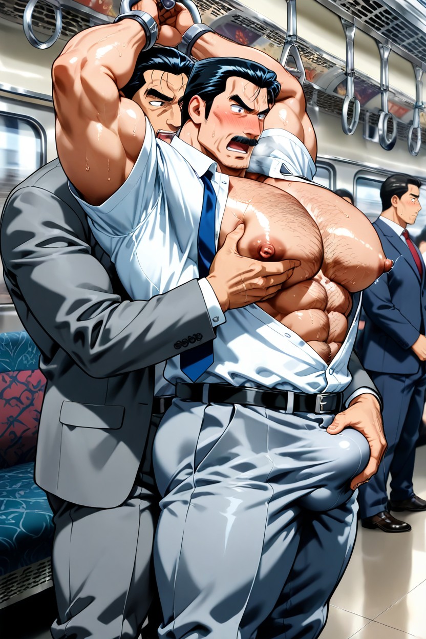Train, Gêné, Huge Bulge Porno IA Gay