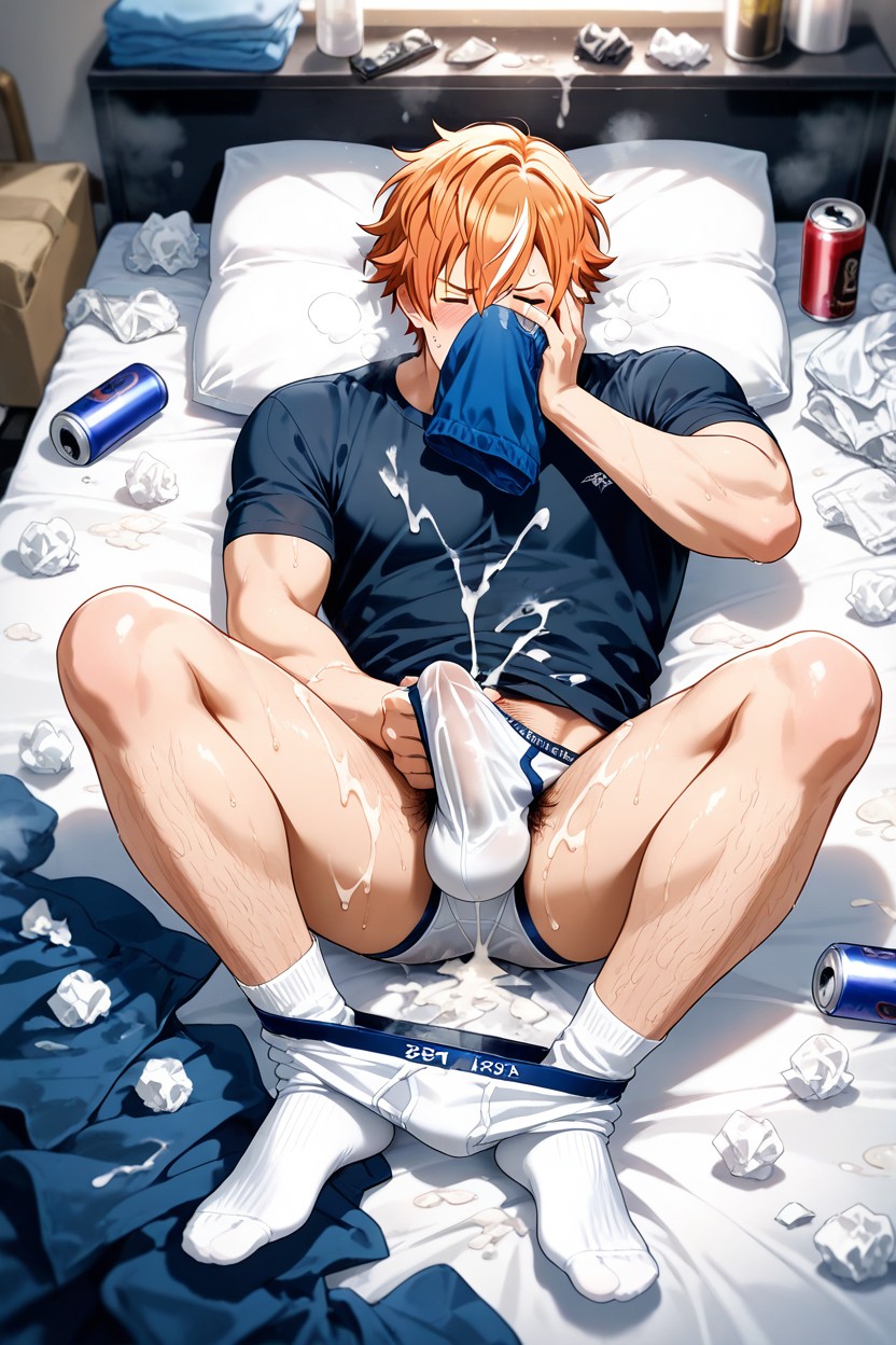 Messy Room, Men's Underwear Over His Face, Cum Everywhere AI Gay Porn