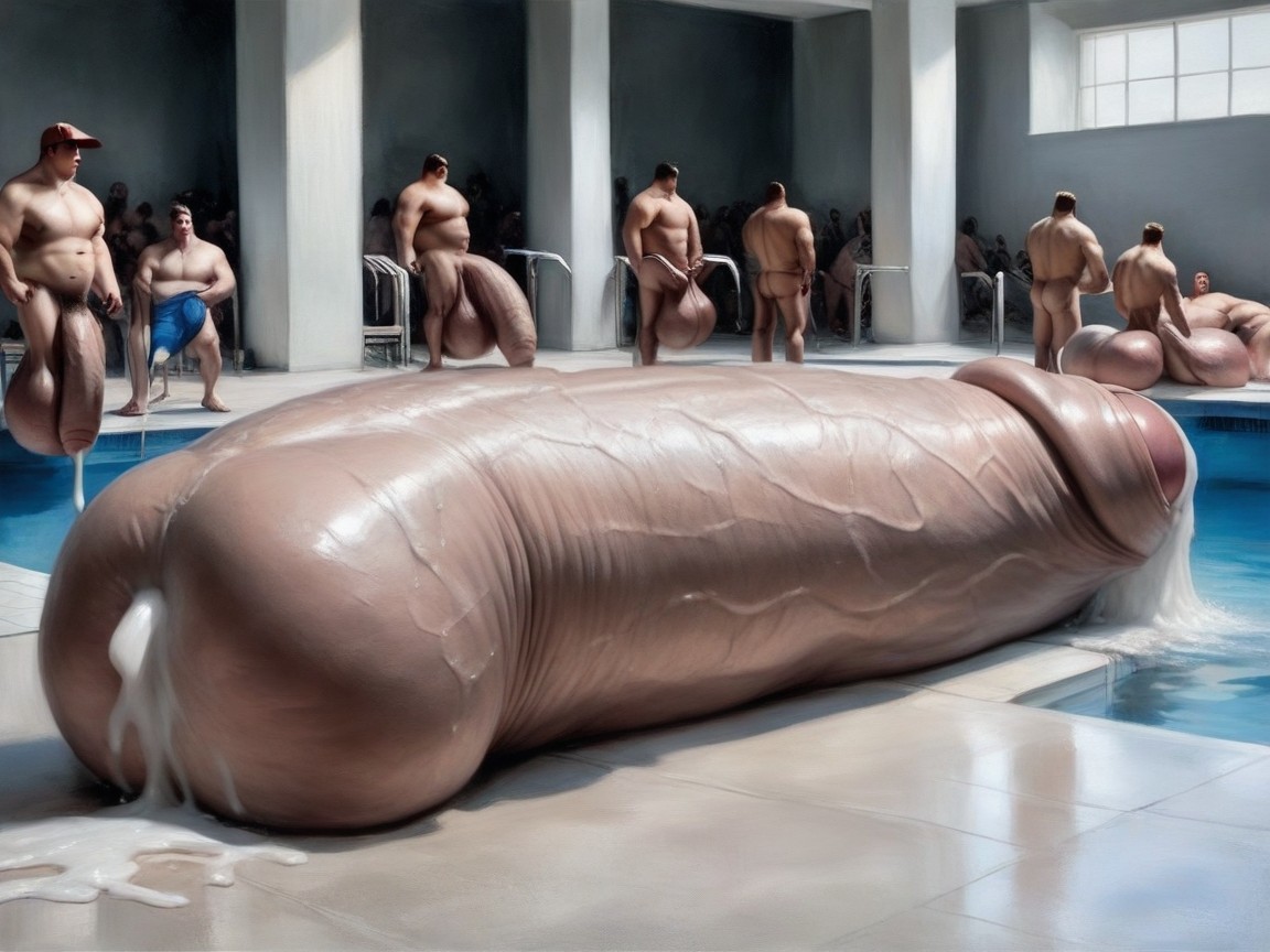 Penis Longer And Thicker Than Body, Cumshot, Shocked AI Gay Porn