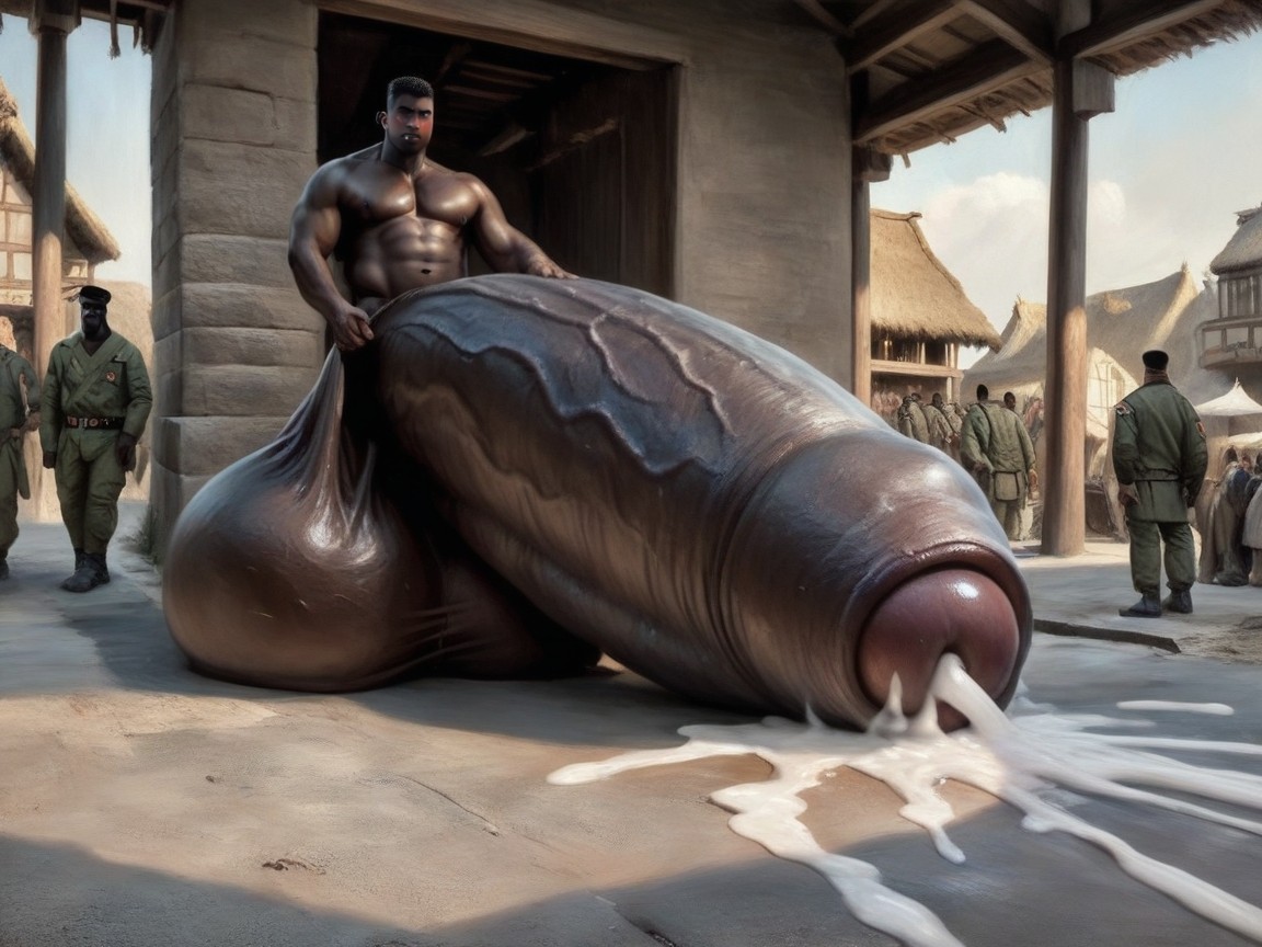 Clenched Teeth, Massive Enormous Giant Hyper Cock, Dick Longer And Thicker Than Leg AI Gay Porn
