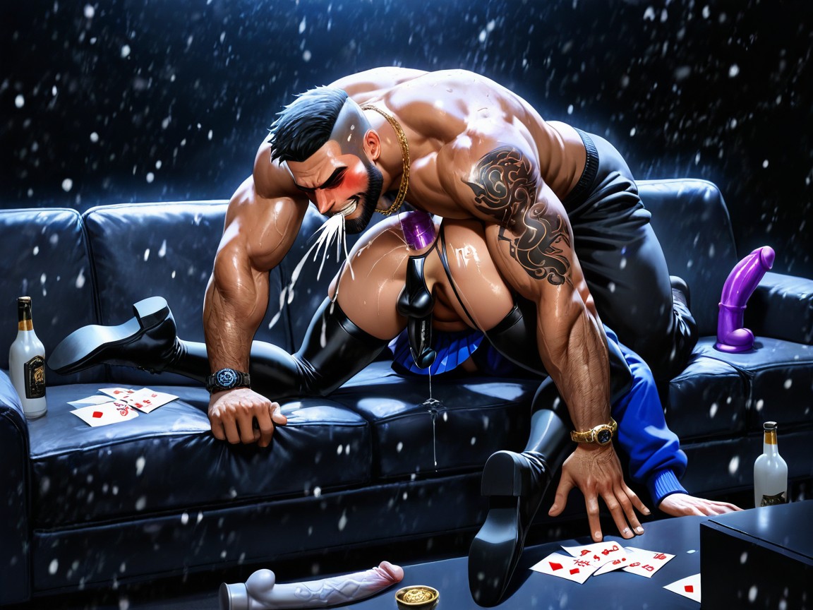 Cocaine Powers, Dark Dominant Look, Partying AI Gay Porn