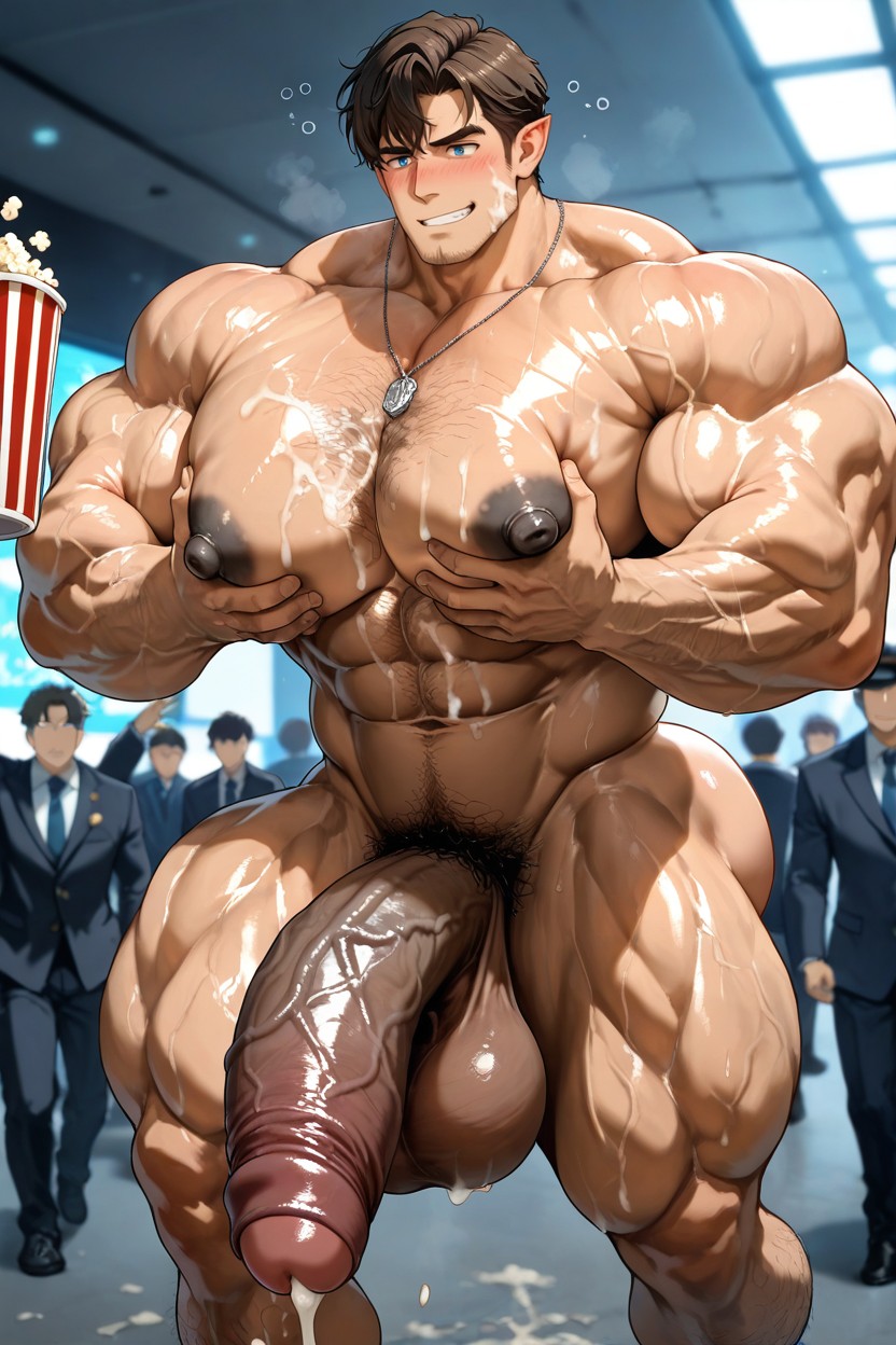 Hair Shaved On Sides, Tall Muscular Physique, Bodybuilders AI Gay Porn