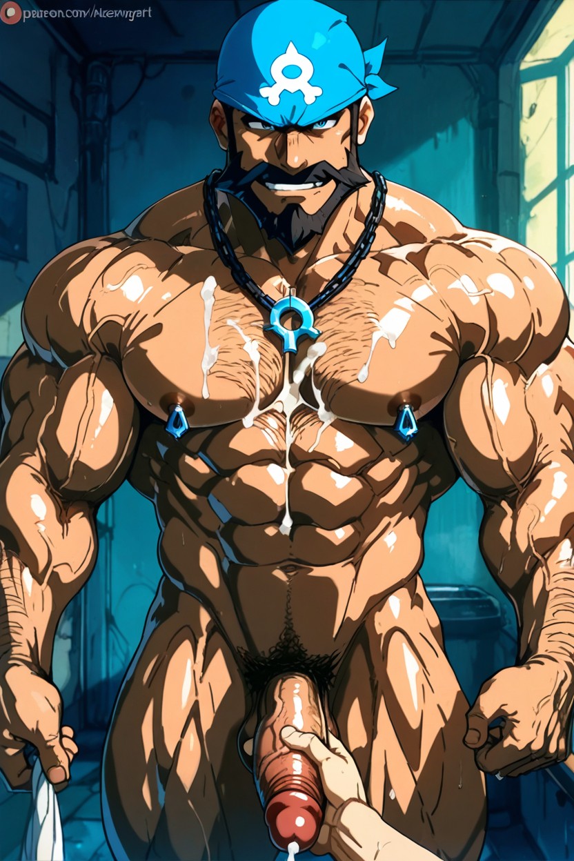 Nipple, Well Defined Arms, Archie Dark Brown Skin Color AI Gay Porn