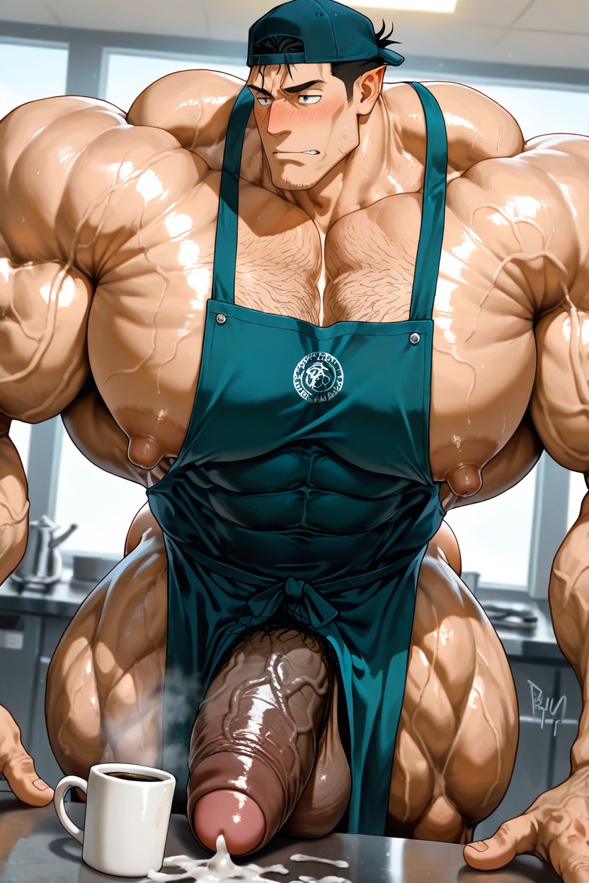 Gigantic Long Penis, Cumshot Dripping Into The Glass, Oversized Muscles AI Gay Porn