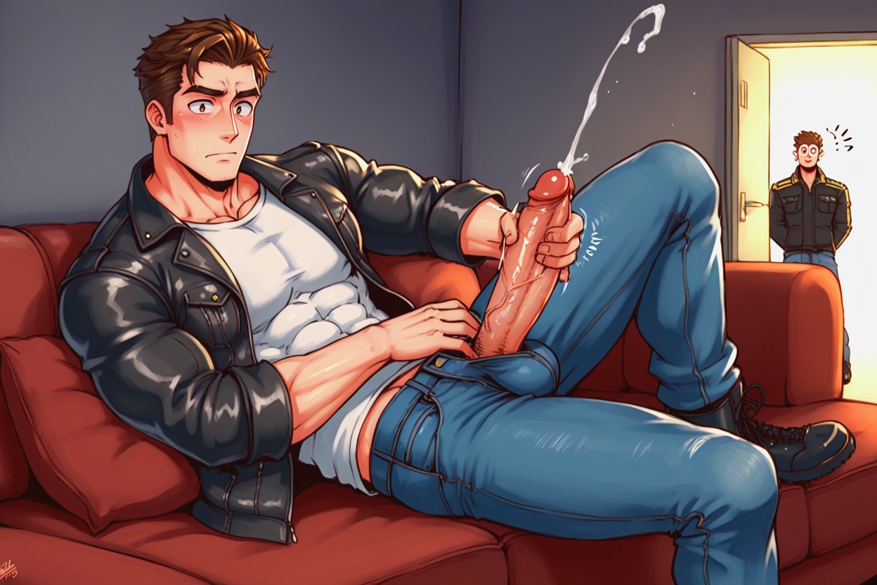 Handjob, Two Men, Jeans Seam Porno IA Gay