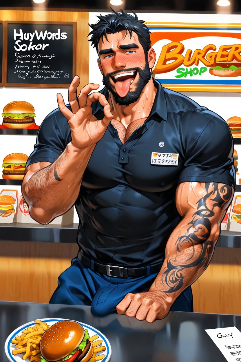 Muscle God, Bright Lighting, Body Hair AI Gay Porn