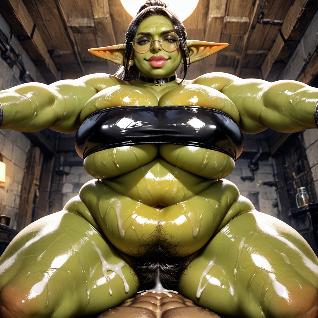 Oversized Female Giant, Wide Neck, Glossy Pink Lips AI Gay Porn