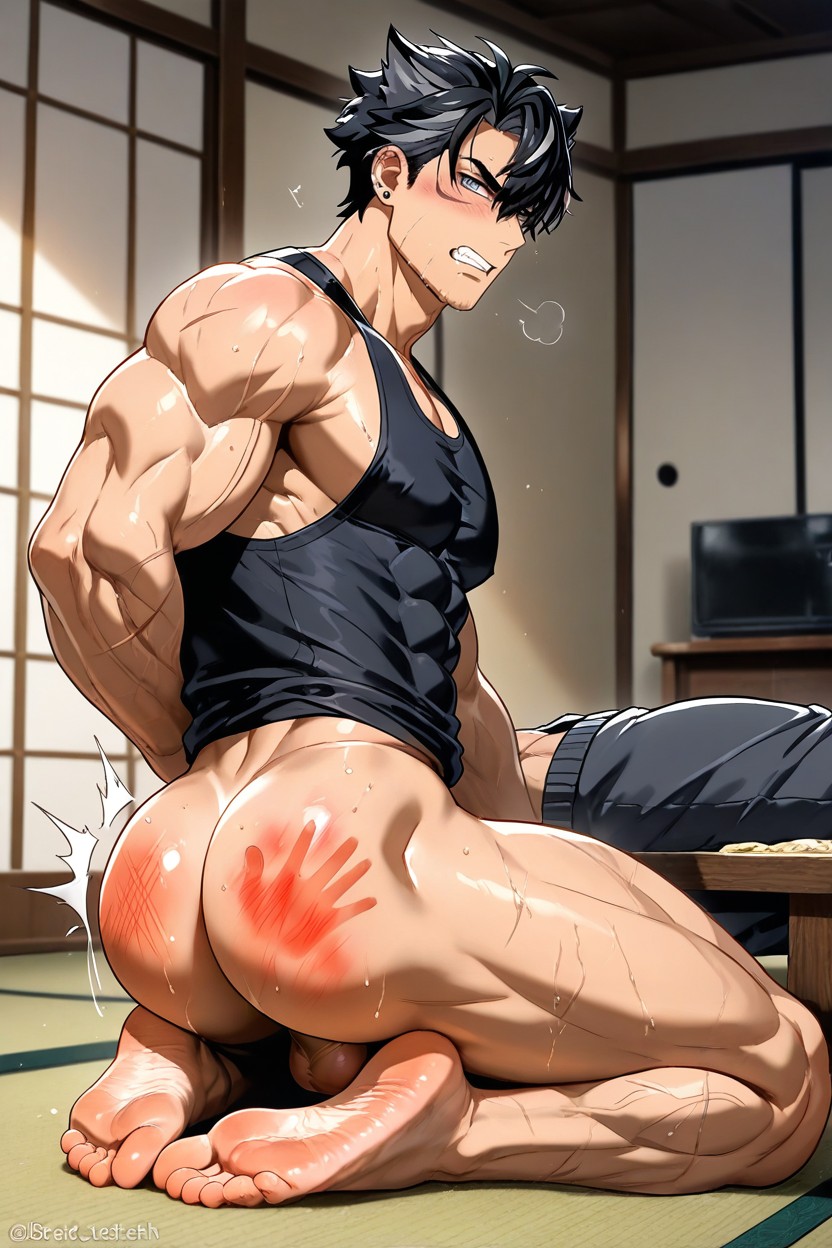 Wriothesley Is The One Getting His Butt Spanked, Blush, Musclé Porno IA Gay
