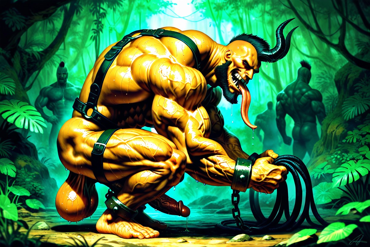 Fellation (troisième Personne), Huge Balls, Veiny Muscles Porno IA Gay