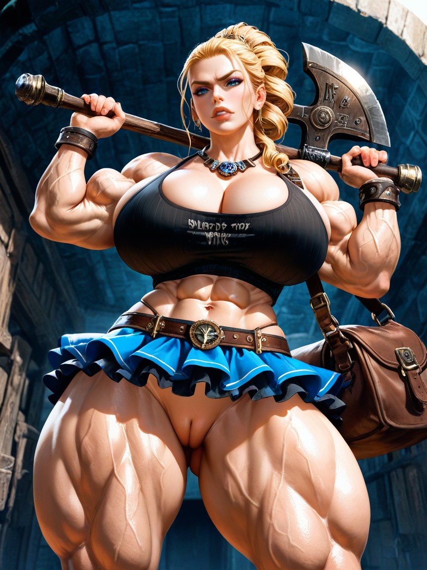 Abs, Muscular, Viking Princess Tank Top With Deep Cleavage Porno IA Gay
