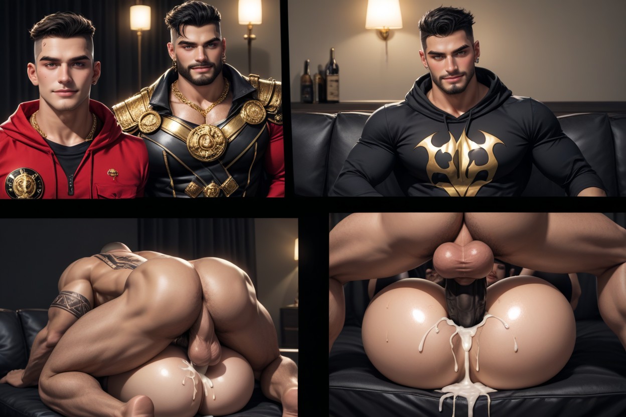 Shaved Head, Mood Lighting, Hot Guys At Party ゲイAIポルノ