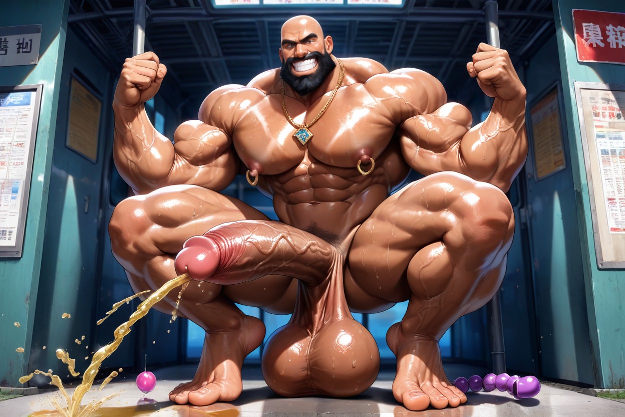 Muscular Pecs, Sonriendo Con La Boca Abierta, Mighty Man Porno gay IA