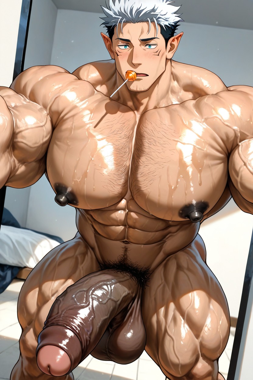 Tall Muscular Physique, Perspective, Deeply Etched Blocky Abs AI Gay Porn