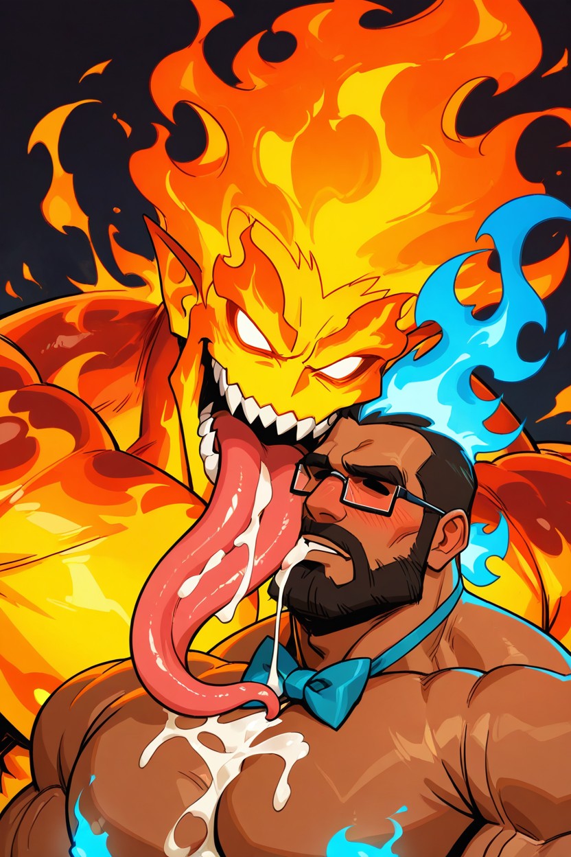 Huge Pecs, Blushing, Rectangular Glasses AI Gay Porn